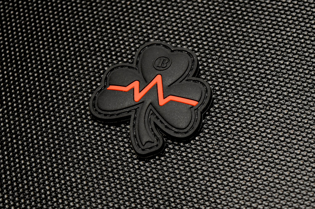 Thin Red EKG Line Clover PVC Morale Patch
