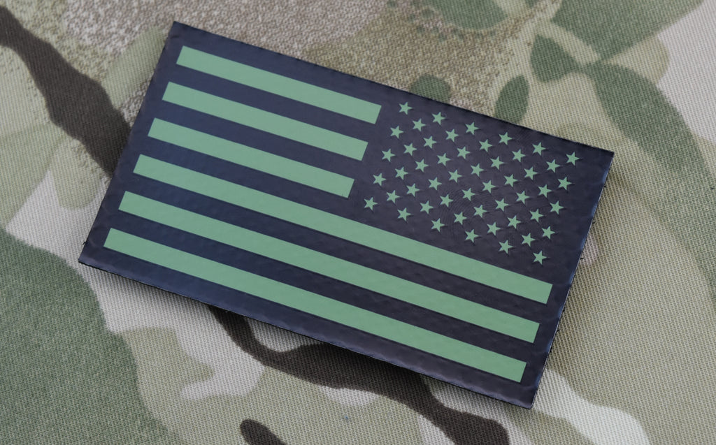 Infrared Reverse US Flag Patch - Green & Black