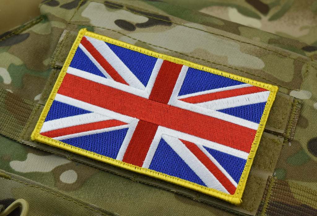 Large UK Flag Patch 5" x 3": Yellow Border