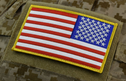 Tiger Stripe US Flag Embroidered Patch Set