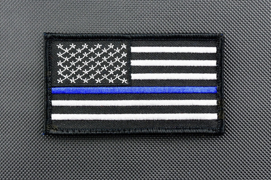 Thin Blue Line United States Flag 3.5" x 2" Patch - Velcro