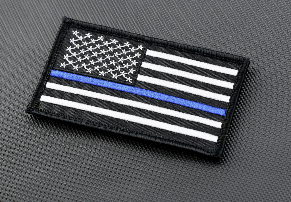 Thin Blue Line United States Flag 3.5" x 2" Patch - Velcro