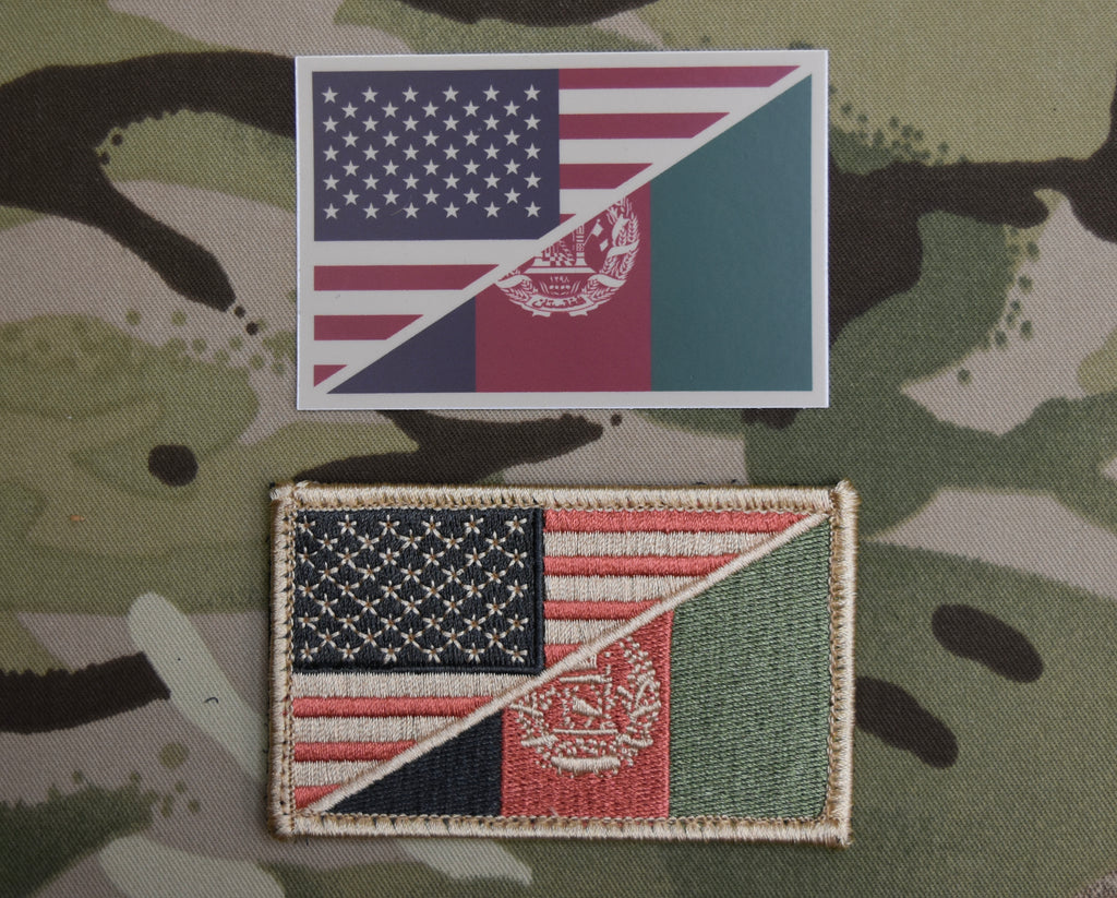 USA / Afghan Flag Patch & Sticker Set