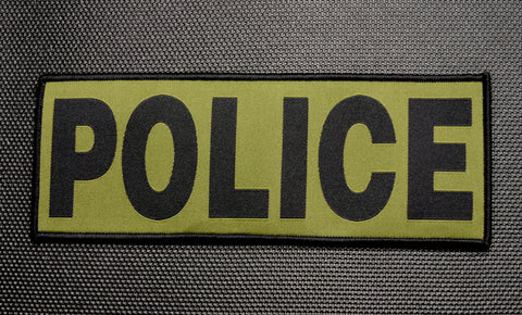 8 X 3 Woven POLICE Placard Patch-Black & Gray