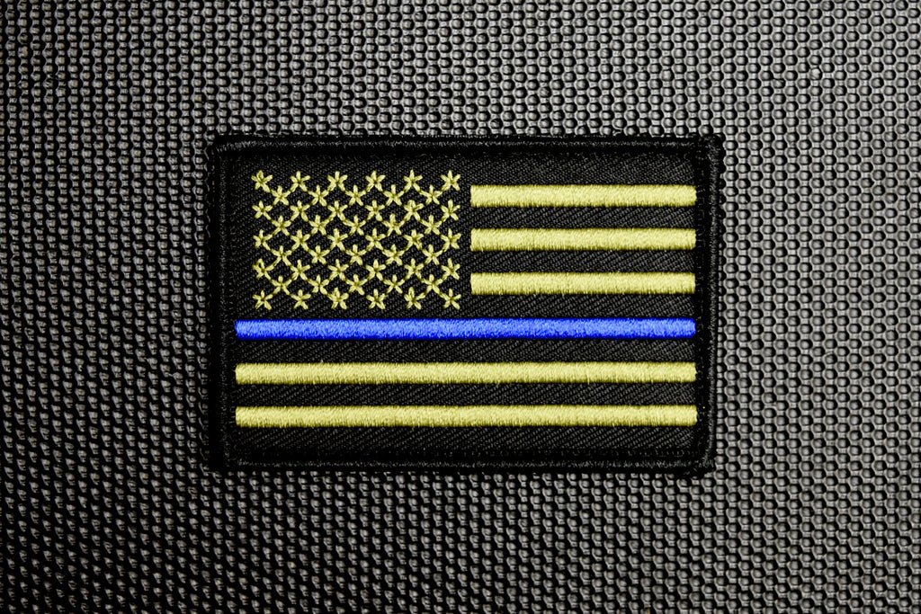 Subdued Thin Blue Line United States Flag Embroidered Patch