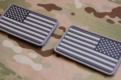USA US Stars & Stripes Flag Patch Set MilSpec SWAT Velcro PVC Patch
