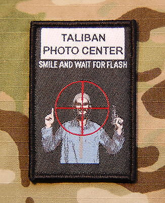 AK47 Playing Cards Woven Morale Patch - Tan On Black