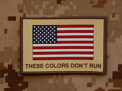 US Flag THESE COLORS DON'T RUN GITD Morale Patch - Tan