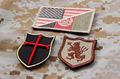 Gold Squadron Patch Set - US/Afghan Flag, Crusader & Lion