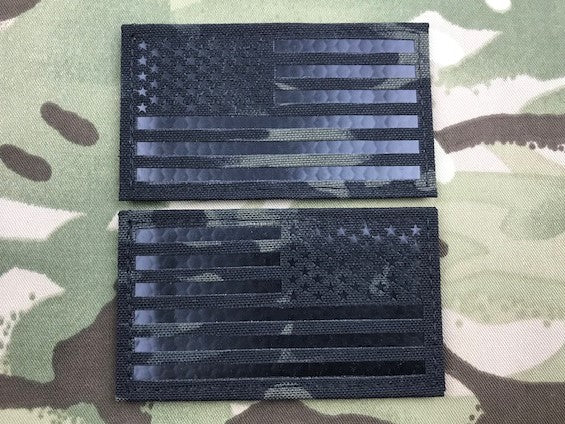 Infrared Multicam Black IR US Flag Patch Set US Army SF Green Beret CAG
