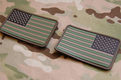 USA US Stars & Stripes Flag Patch Set Multicam Woodland ACU Velcro PVC Patch