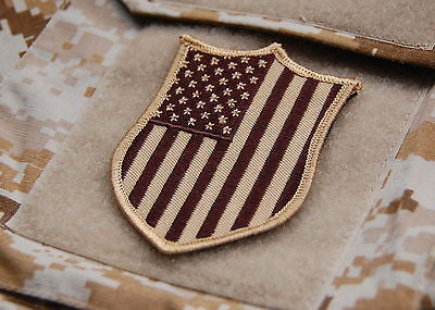 US Flag Shield Morale Patch - Desert