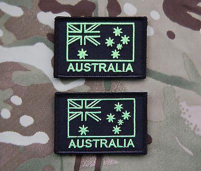 Lime Green & Black Australian Flag Patch Set