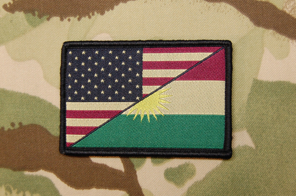 US Kurdistan Friendship Flag Woven Morale Patch