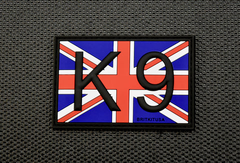 K9 UK Flag 3D PVC Morale Patch -B&W GITD