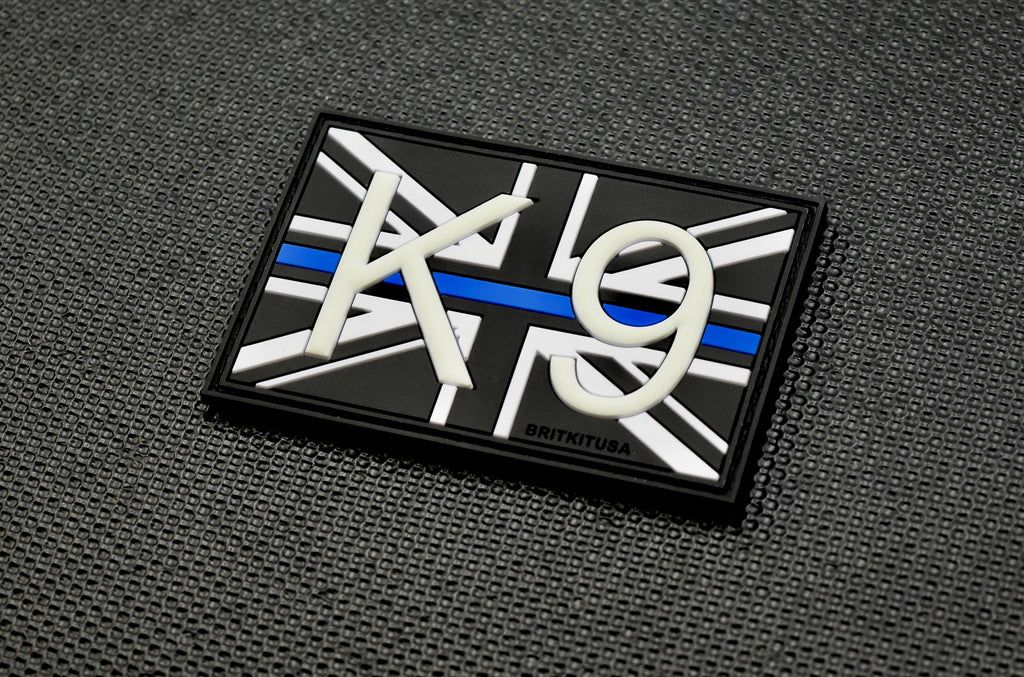 K9 UK Flag 3D PVC Morale Patch -Thin Blue Line GITD