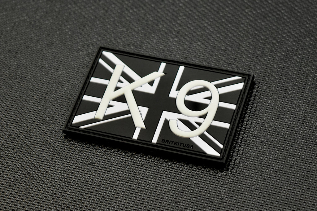 K9 UK Flag 3D PVC Morale Patch -B&W GITD