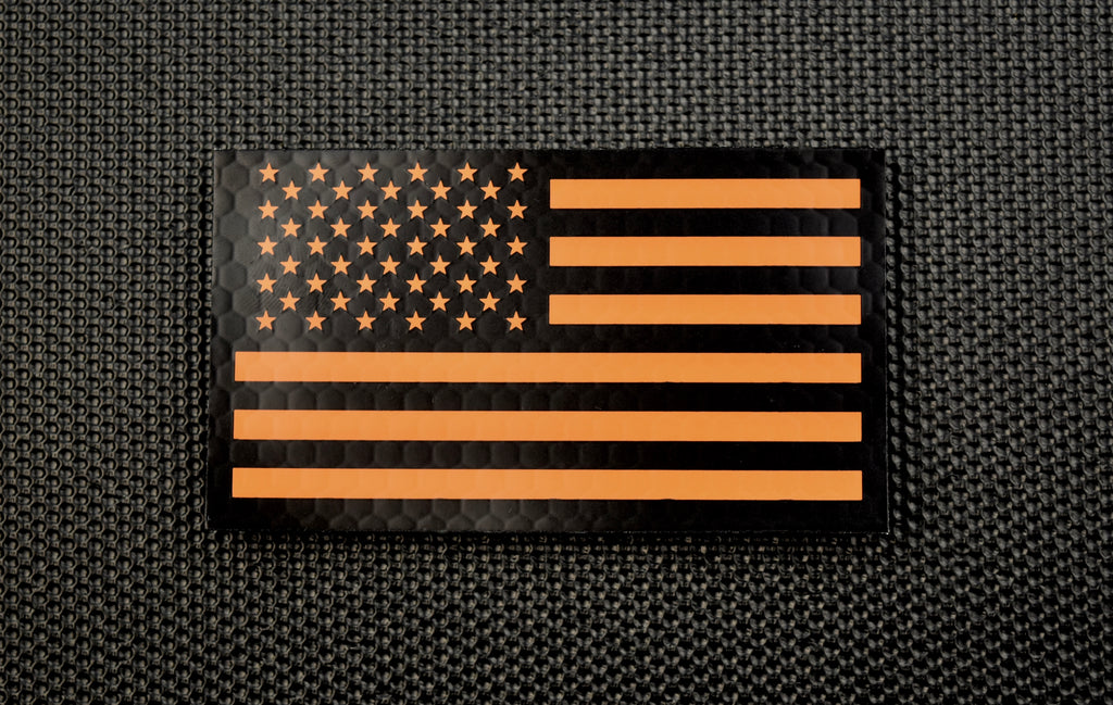 Infrared US Flag Patch - Black & Orange / Search & Rescue