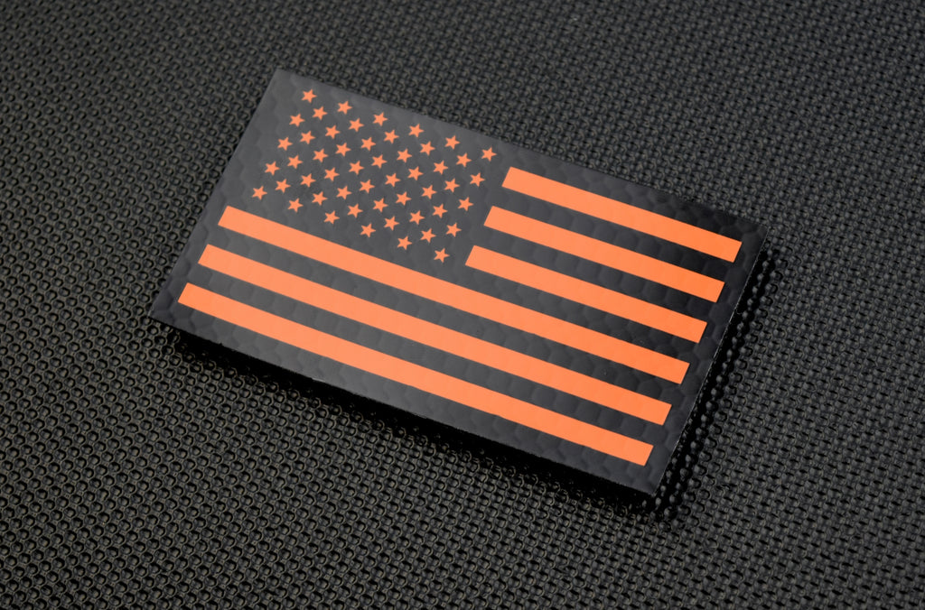 Infrared US Flag Patch - Black & Orange / Search & Rescue