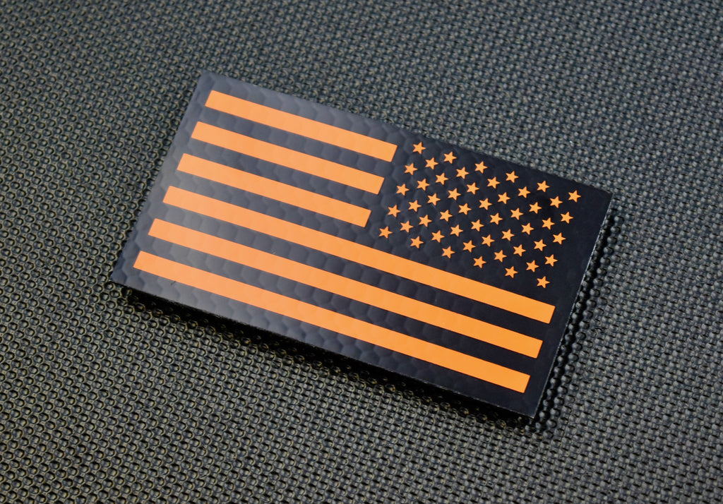 Infrared Reverse US Flag Patch - Black & Orange / Search & Rescue