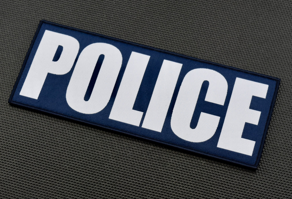 8 X 3 Woven POLICE Placard Patch - LAPD Blue Version